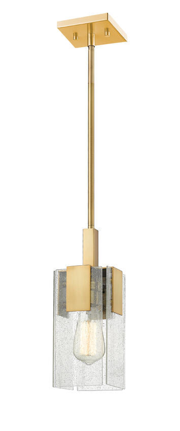 Z-Lite Gantt 5" 1-Light Vintage Brass Mini Pendant Light With Seedy Glass Shade