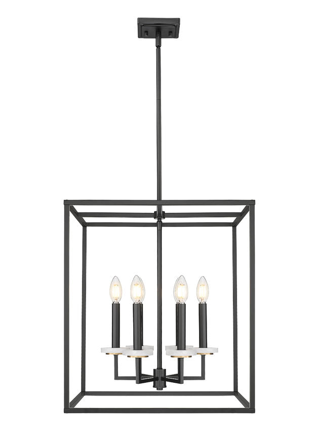 Z-Lite Gaultier 18" 6-Light Matte Black and Mordern Gold Steel Frame Chandelier