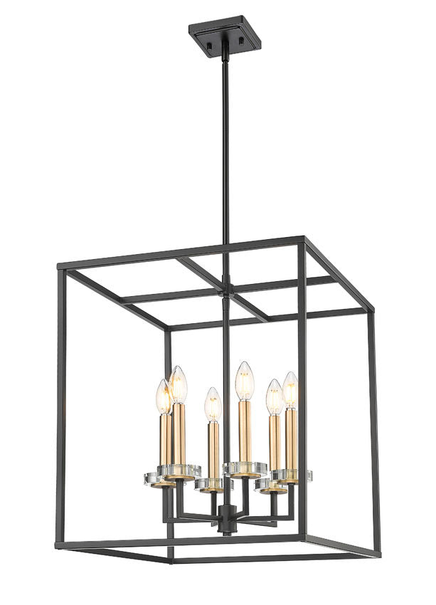 Z-Lite Gaultier 18" 6-Light Matte Black and Mordern Gold Steel Frame Chandelier
