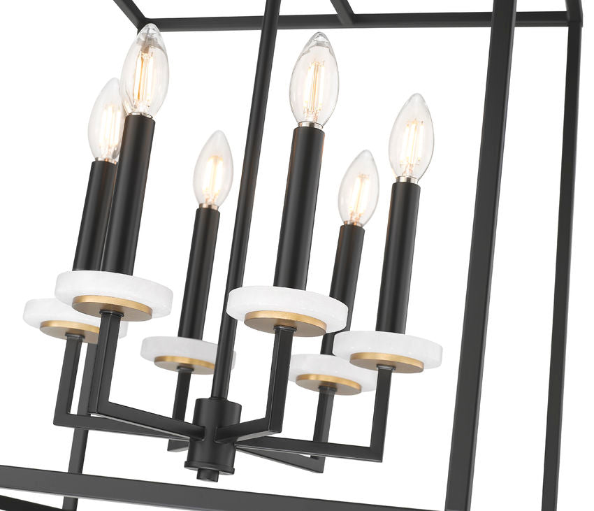 Z-Lite Gaultier 18" 6-Light Matte Black and Mordern Gold Steel Frame Chandelier