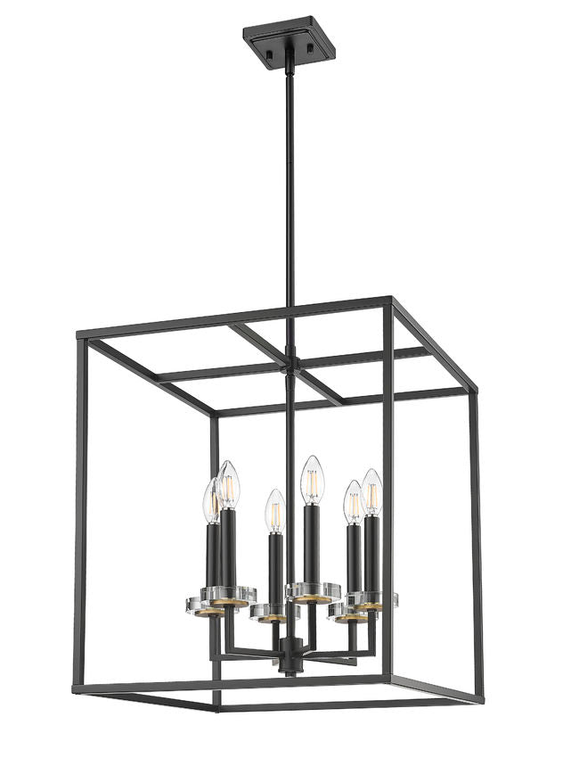 Z-Lite Gaultier 18" 6-Light Matte Black and Mordern Gold Steel Frame Chandelier