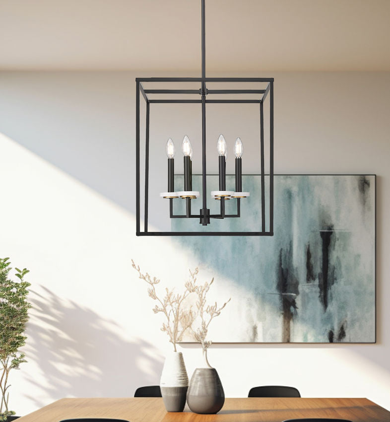 Z-Lite Gaultier 18" 6-Light Matte Black and Mordern Gold Steel Frame Chandelier