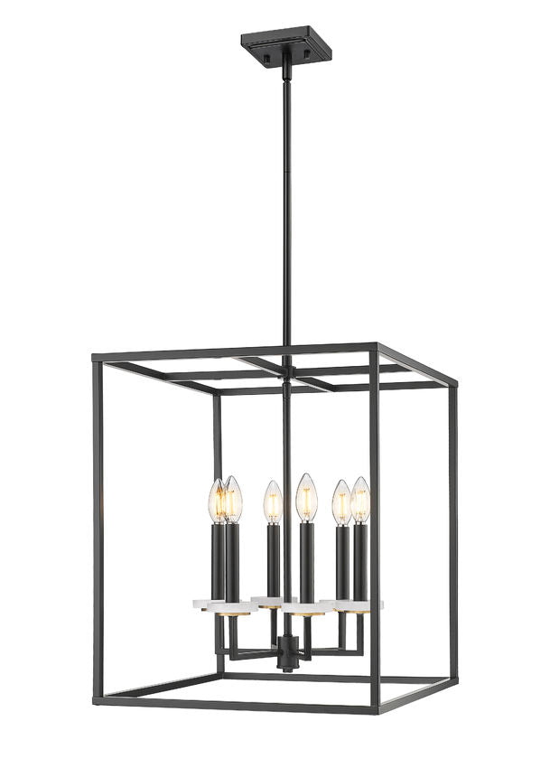 Z-Lite Gaultier 18" 6-Light Matte Black and Mordern Gold Steel Frame Chandelier