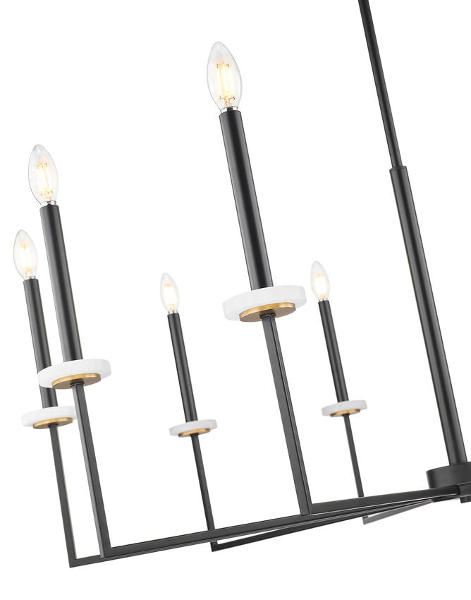 Z-Lite Gaultier 45" 10-Light Matte Black and Mordern Gold Steel Frame Chandelier