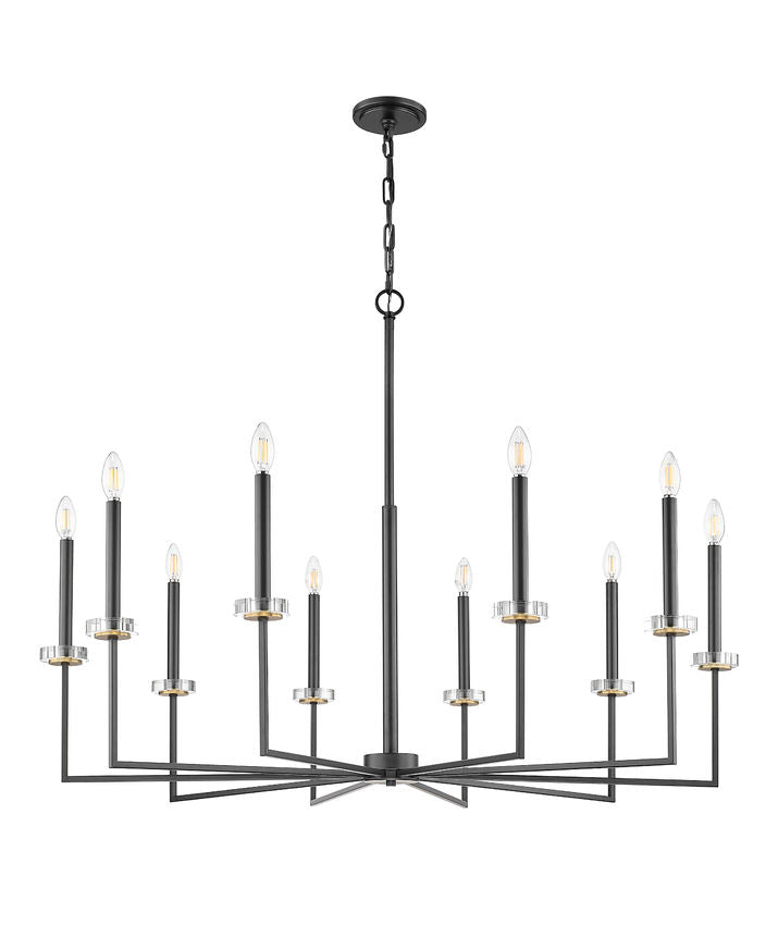 Z-Lite Gaultier 45" 10-Light Matte Black and Mordern Gold Steel Frame Chandelier