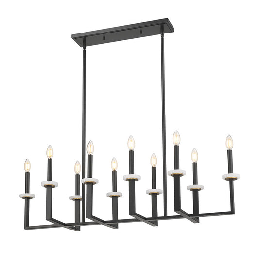 Z-Lite Gaultier 45" 10-Light Matte Black and Mordern Gold Steel Frame Linear Chandelier