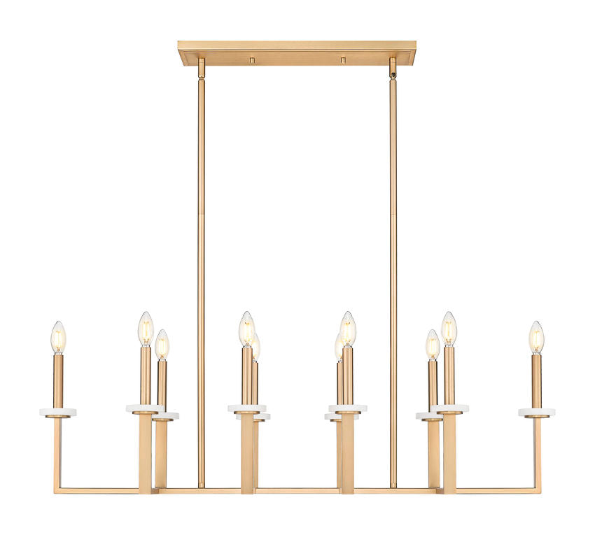 Z-Lite Gaultier 45" 10-Light Mordern Gold Steel Frame Linear Chandelier