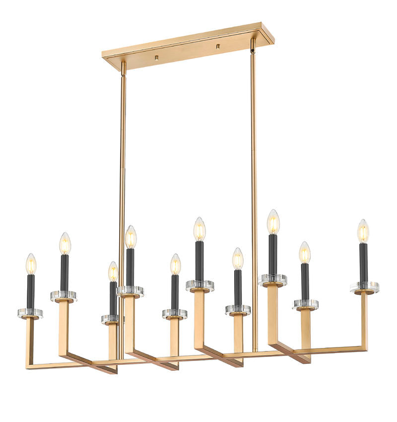 Z-Lite Gaultier 45" 10-Light Mordern Gold Steel Frame Linear Chandelier