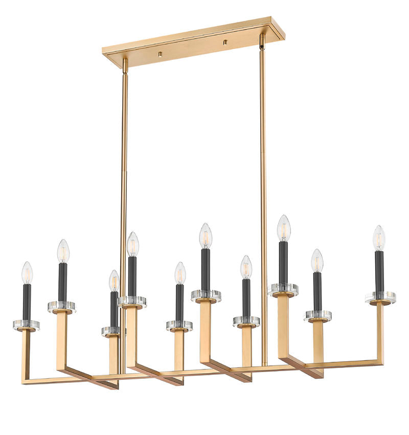 Z-Lite Gaultier 45" 10-Light Mordern Gold Steel Frame Linear Chandelier