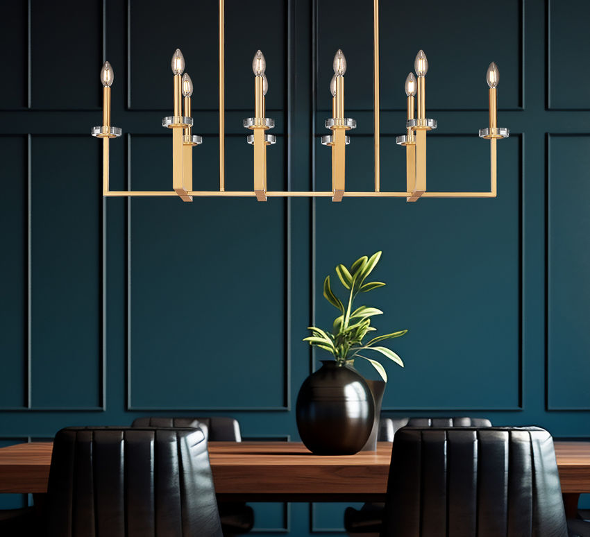 Z-Lite Gaultier 45" 10-Light Mordern Gold Steel Frame Linear Chandelier