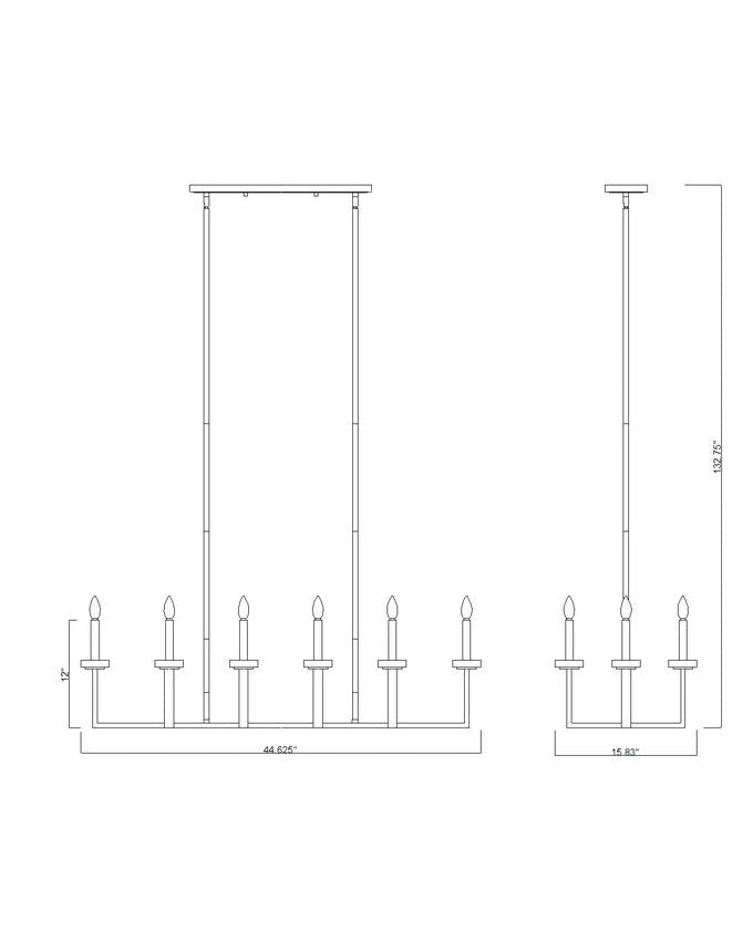 Z-Lite Gaultier 45" 10-Light Mordern Gold Steel Frame Linear Chandelier