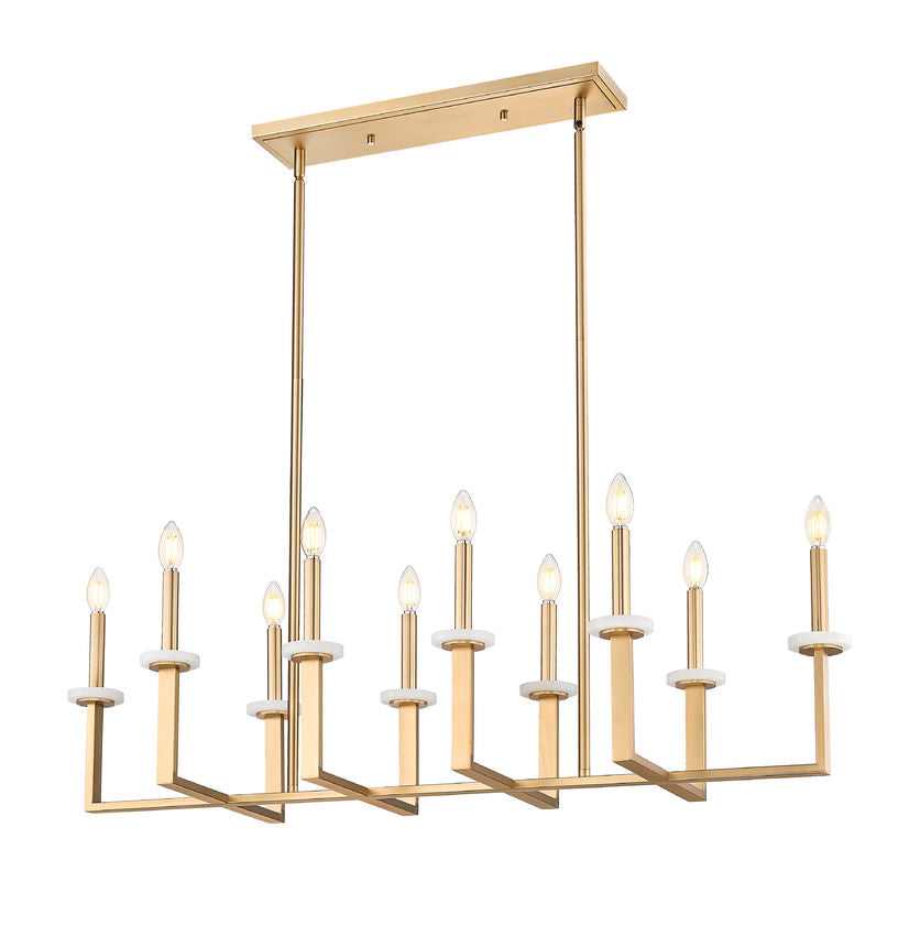 Z-Lite Gaultier 45" 10-Light Mordern Gold Steel Frame Linear Chandelier