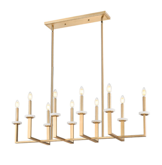 Z-Lite Gaultier 45" 10-Light Mordern Gold Steel Frame Linear Chandelier