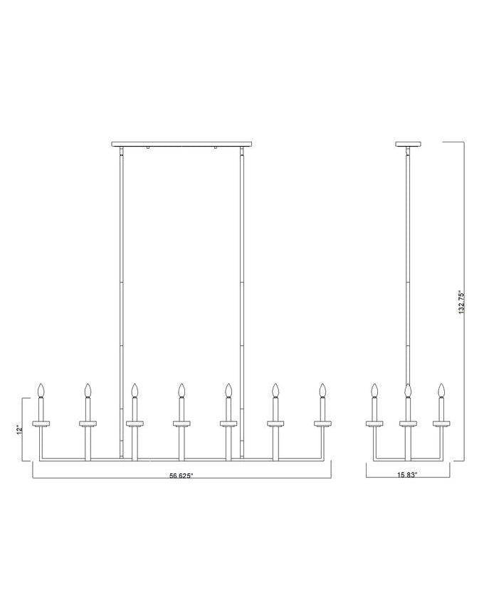 Z-Lite Gaultier 57" 12-Light Matte Black and Mordern Gold Steel Frame Linear Chandelier
