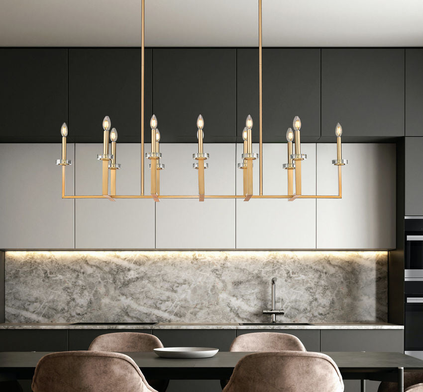 Z-Lite Gaultier 57" 12-Light Mordern Gold Steel Frame Linear Chandelier