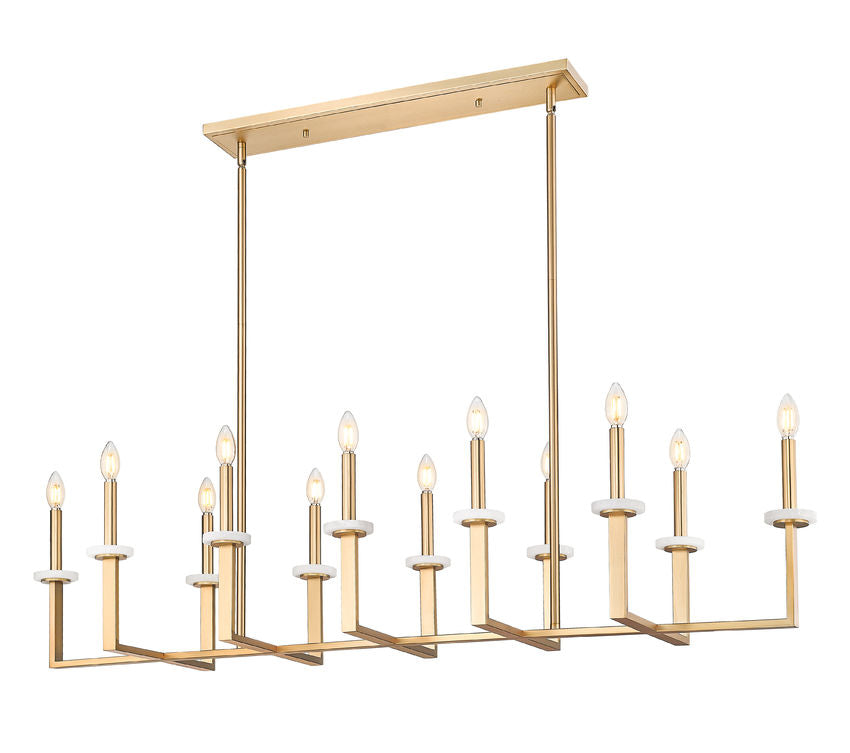 Z-Lite Gaultier 57" 12-Light Mordern Gold Steel Frame Linear Chandelier