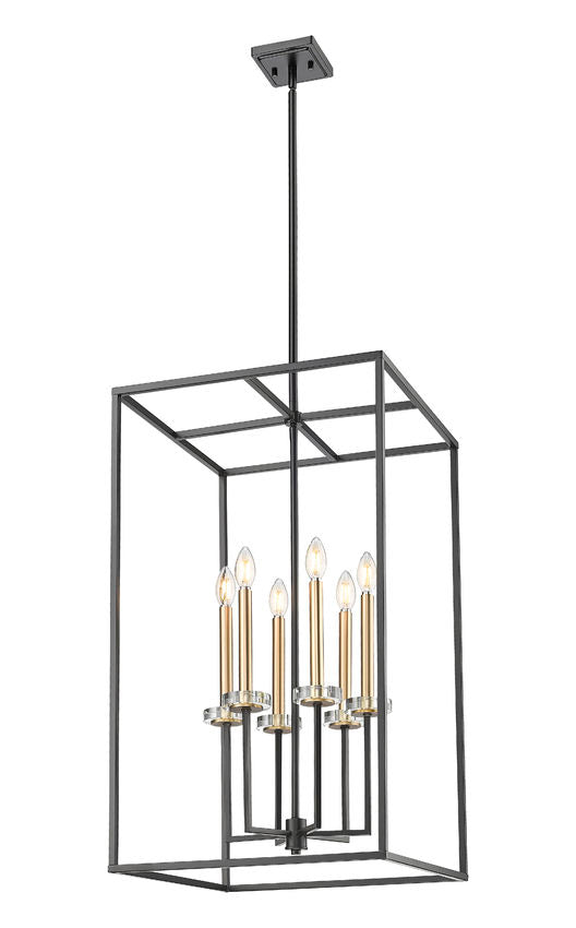 Z-Lite Gaultier 6100-32MB 6-Light Matte Black and Mordern Gold Steel Frame Chandelier