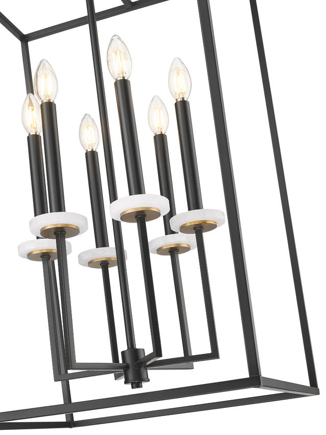 Z-Lite Gaultier 6100-32MB 6-Light Matte Black and Mordern Gold Steel Frame Chandelier
