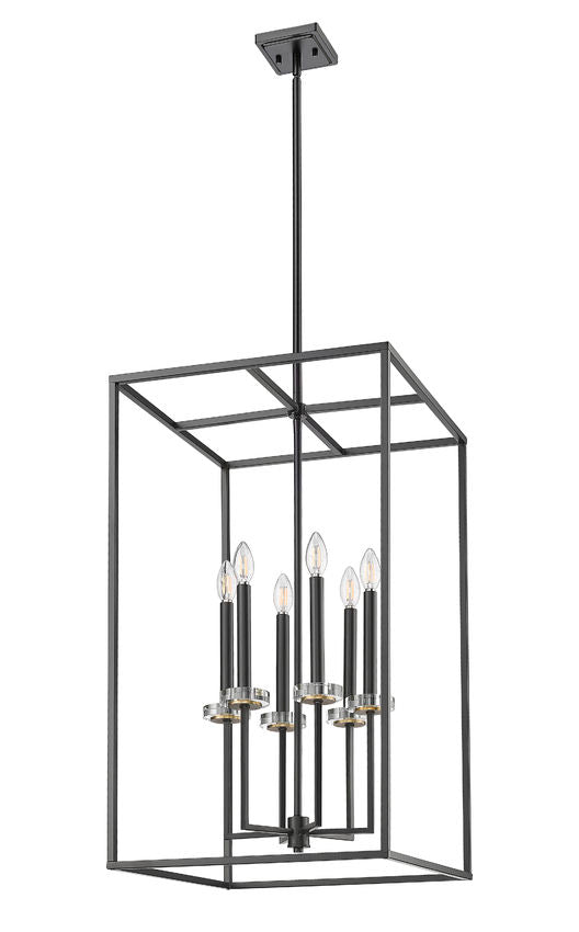 Z-Lite Gaultier 6100-32MB 6-Light Matte Black and Mordern Gold Steel Frame Chandelier