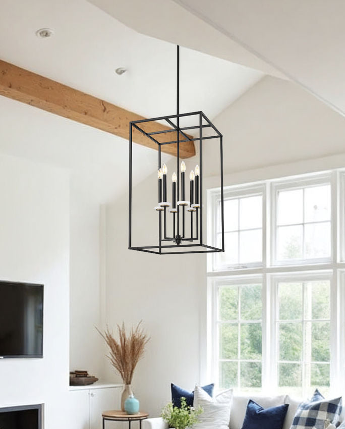 Z-Lite Gaultier 6100-32MB 6-Light Matte Black and Mordern Gold Steel Frame Chandelier