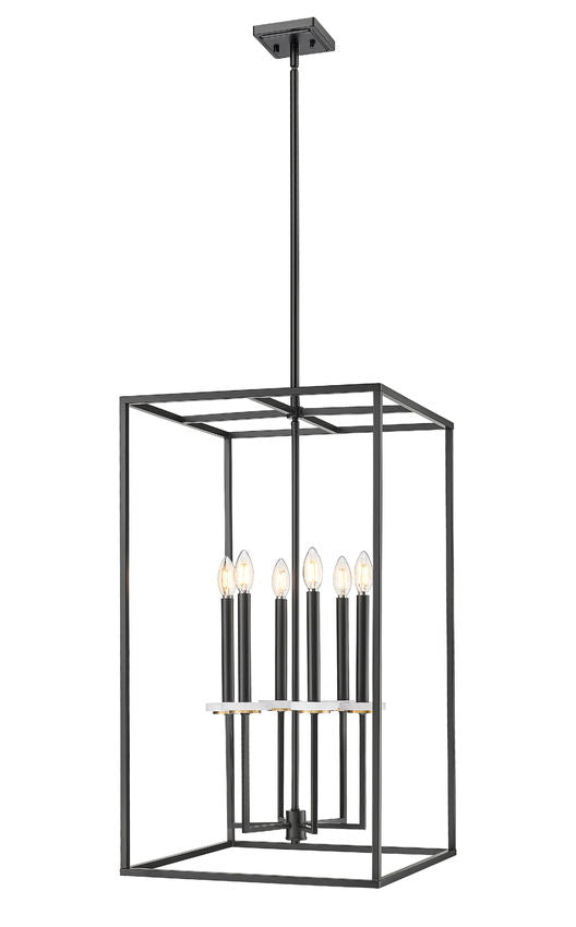 Z-Lite Gaultier 6100-32MB 6-Light Matte Black and Mordern Gold Steel Frame Chandelier