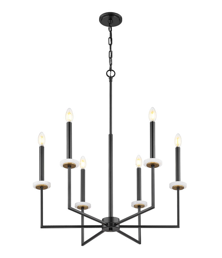 Z-Lite Gaultier 6100-6MB 6-Light Matte Black and Mordern Gold Steel Frame Chandelier