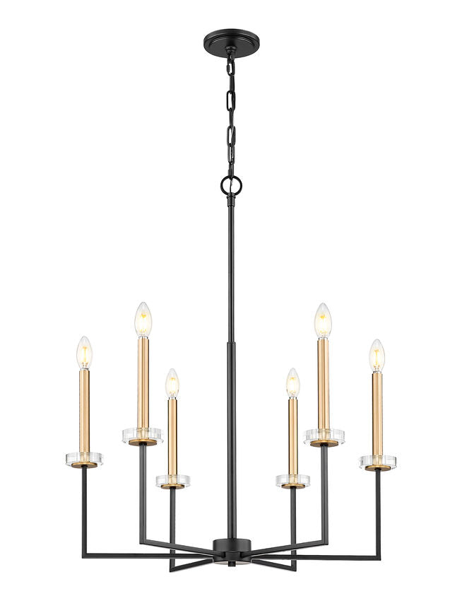 Z-Lite Gaultier 6100-6MB 6-Light Matte Black and Mordern Gold Steel Frame Chandelier