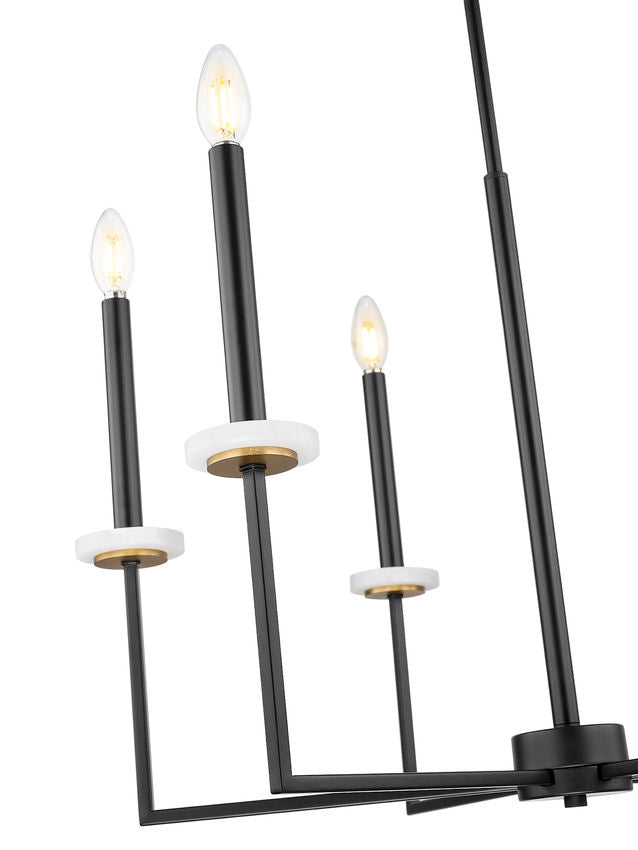Z-Lite Gaultier 6100-6MB 6-Light Matte Black and Mordern Gold Steel Frame Chandelier