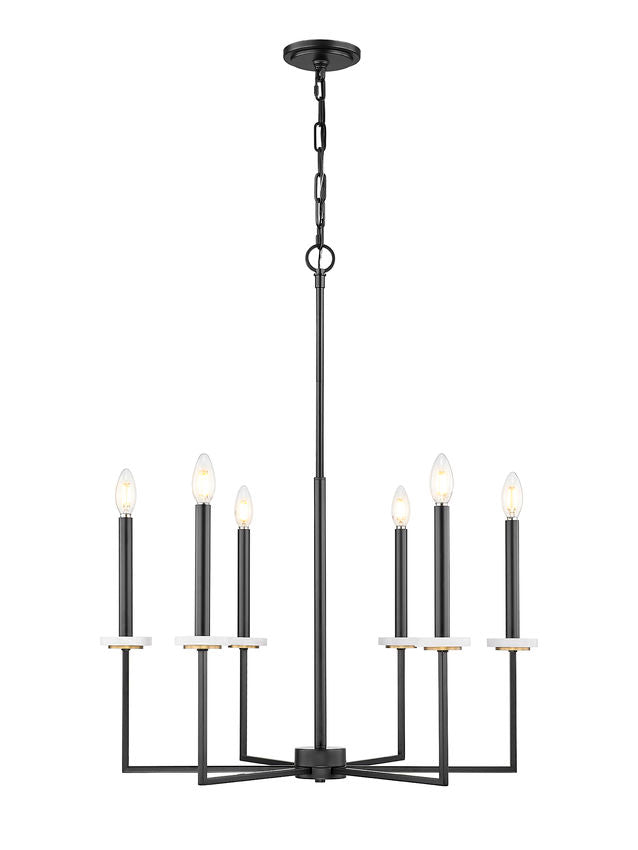 Z-Lite Gaultier 6100-6MB 6-Light Matte Black and Mordern Gold Steel Frame Chandelier