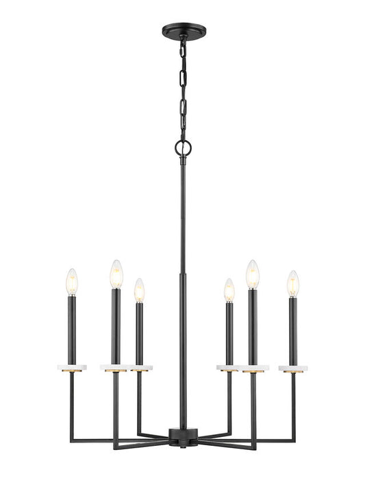 Z-Lite Gaultier 6100-6MB 6-Light Matte Black and Mordern Gold Steel Frame Chandelier
