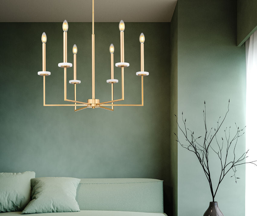 Z-Lite Gaultier 6100-6MGLD 6-Light Mordern Gold Steel Frame Chandelier