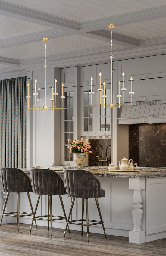 Z-Lite Gaultier 6100-6MGLD 6-Light Mordern Gold Steel Frame Chandelier