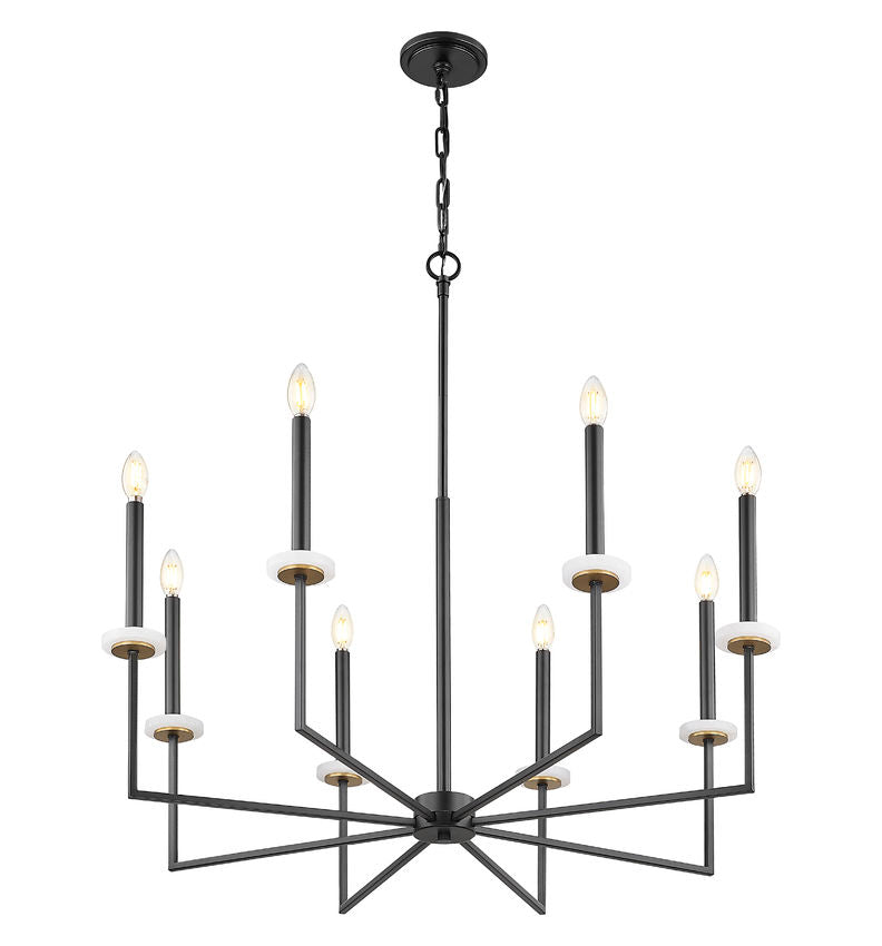Z-Lite Gaultier 6100-8MB 8-Light Matte Black and Mordern Gold Steel Frame Chandelier