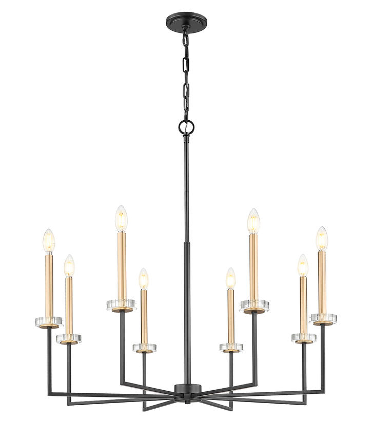 Z-Lite Gaultier 6100-8MB 8-Light Matte Black and Mordern Gold Steel Frame Chandelier