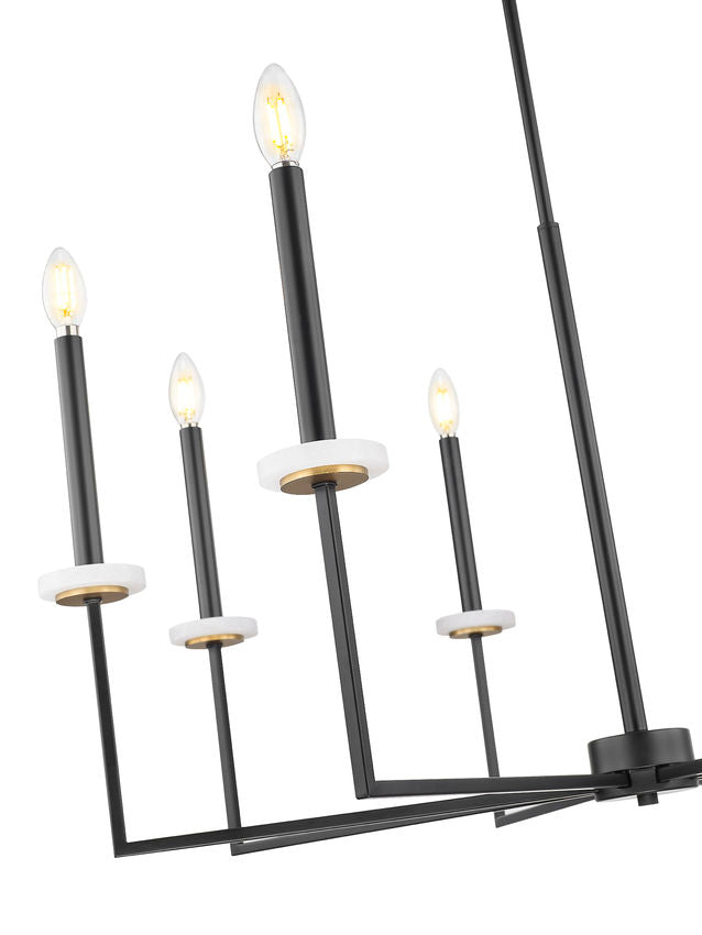 Z-Lite Gaultier 6100-8MB 8-Light Matte Black and Mordern Gold Steel Frame Chandelier