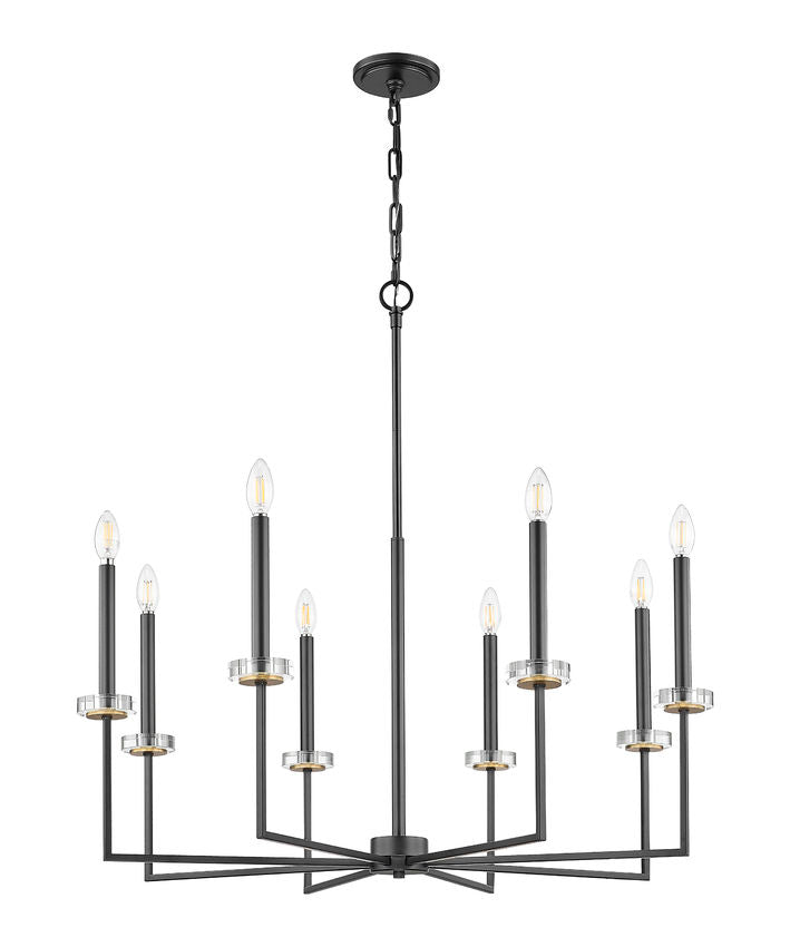 Z-Lite Gaultier 6100-8MB 8-Light Matte Black and Mordern Gold Steel Frame Chandelier