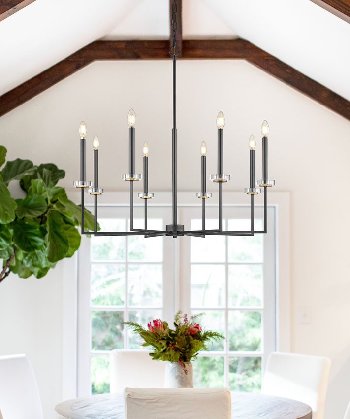 Z-Lite Gaultier 6100-8MB 8-Light Matte Black and Mordern Gold Steel Frame Chandelier