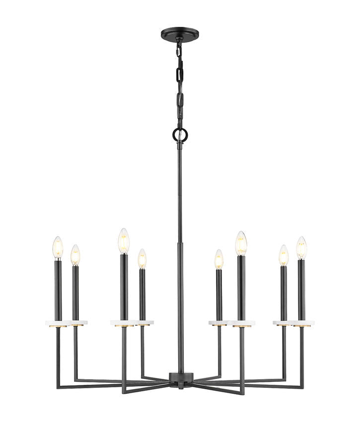 Z-Lite Gaultier 6100-8MB 8-Light Matte Black and Mordern Gold Steel Frame Chandelier