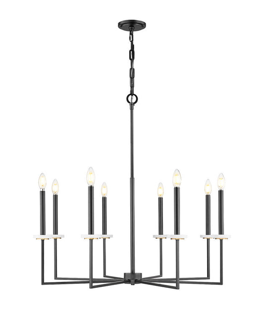 Z-Lite Gaultier 6100-8MB 8-Light Matte Black and Mordern Gold Steel Frame Chandelier