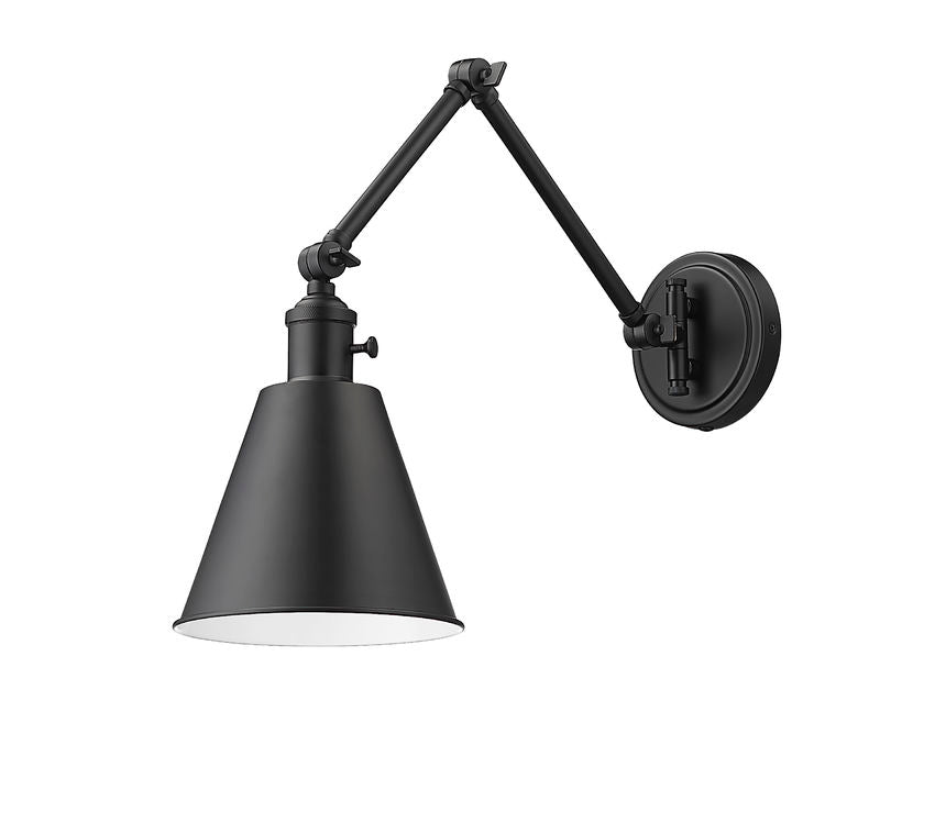 Z-Lite Gayson 8" 1-Light Matte Black Steel and Clear Glass Shade Wall Sconce