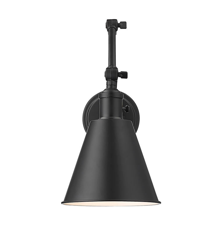 Z-Lite Gayson 8" 1-Light Matte Black Steel and Clear Glass Shade Wall Sconce