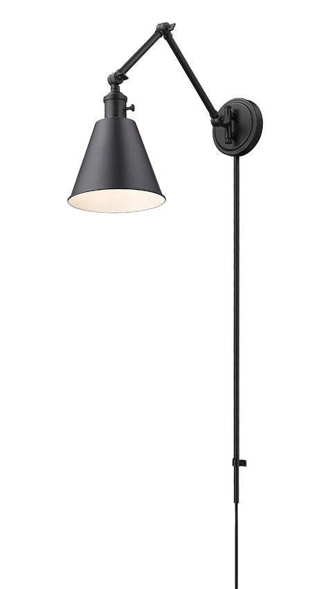 Z-Lite Gayson 8" 1-Light Matte Black Steel and Clear Glass Shade Wall Sconce