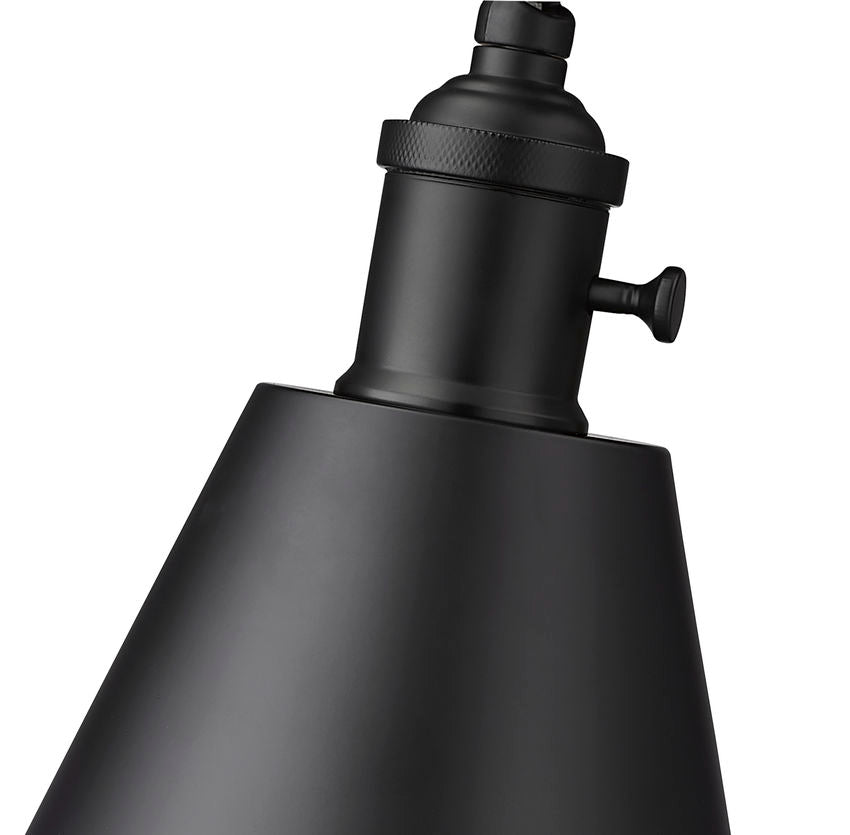 Z-Lite Gayson 8" 1-Light Matte Black Steel and Clear Glass Shade Wall Sconce