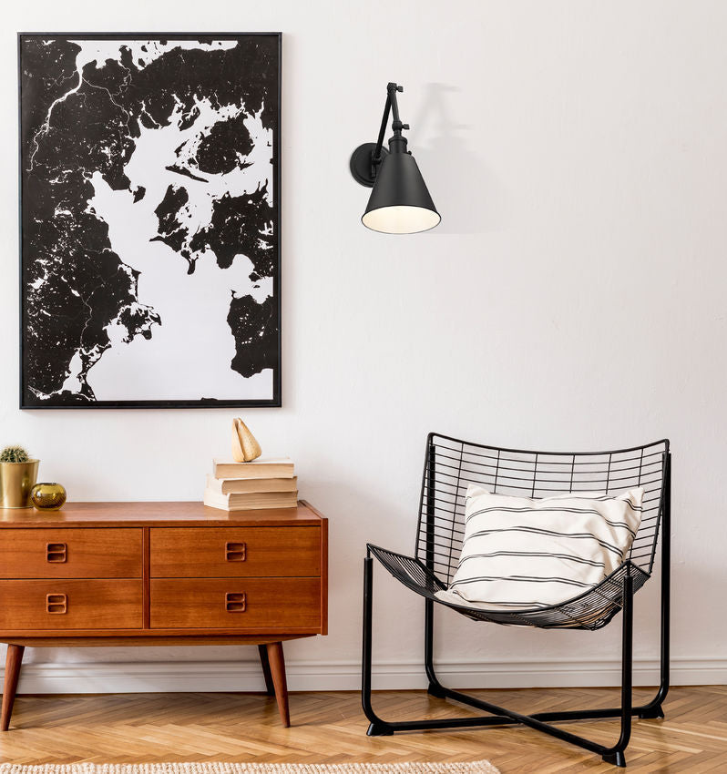Z-Lite Gayson 8" 1-Light Matte Black Steel and Clear Glass Shade Wall Sconce