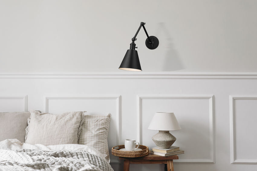 Z-Lite Gayson 8" 1-Light Matte Black Steel and Clear Glass Shade Wall Sconce