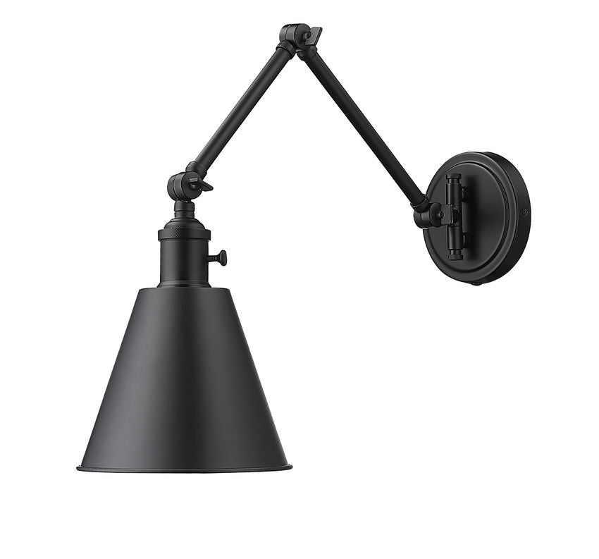 Z-Lite Gayson 8" 1-Light Matte Black Steel and Clear Glass Shade Wall Sconce