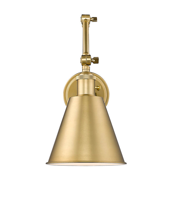 Z-Lite Gayson 8" 1-Light Modern Gold Steel and Clear Glass Shade Wall Sconce