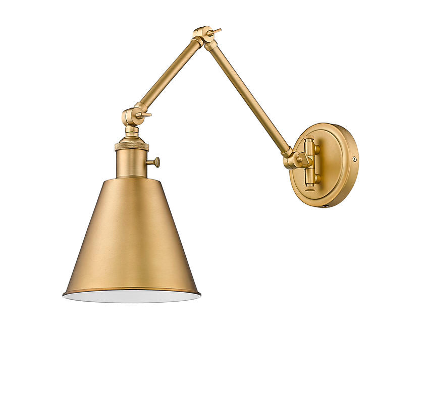 Z-Lite Gayson 8" 1-Light Rubbed Brass Steel and Clear Glass Shade Wall Sconce