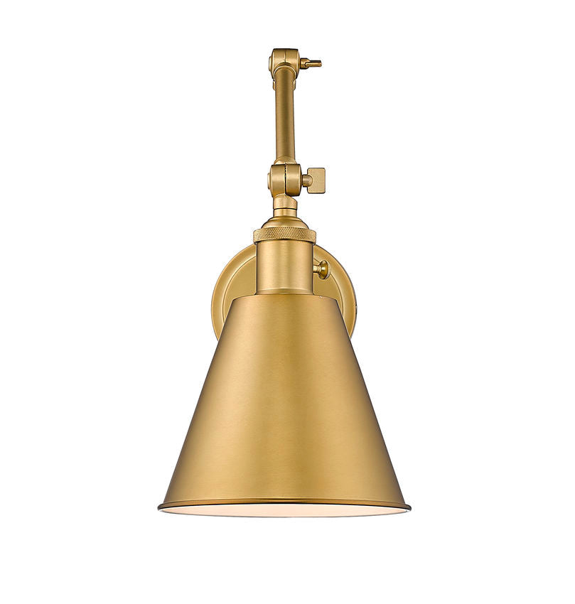 Z-Lite Gayson 8" 1-Light Rubbed Brass Steel and Clear Glass Shade Wall Sconce