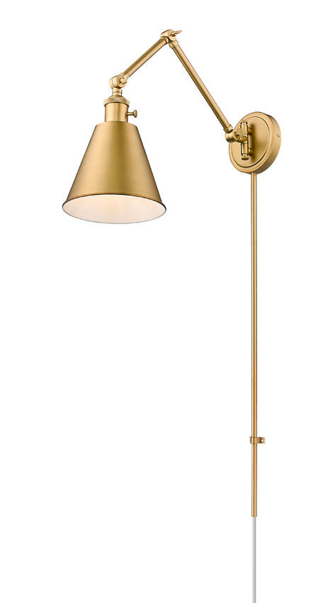 Z-Lite Gayson 8" 1-Light Rubbed Brass Steel and Clear Glass Shade Wall Sconce